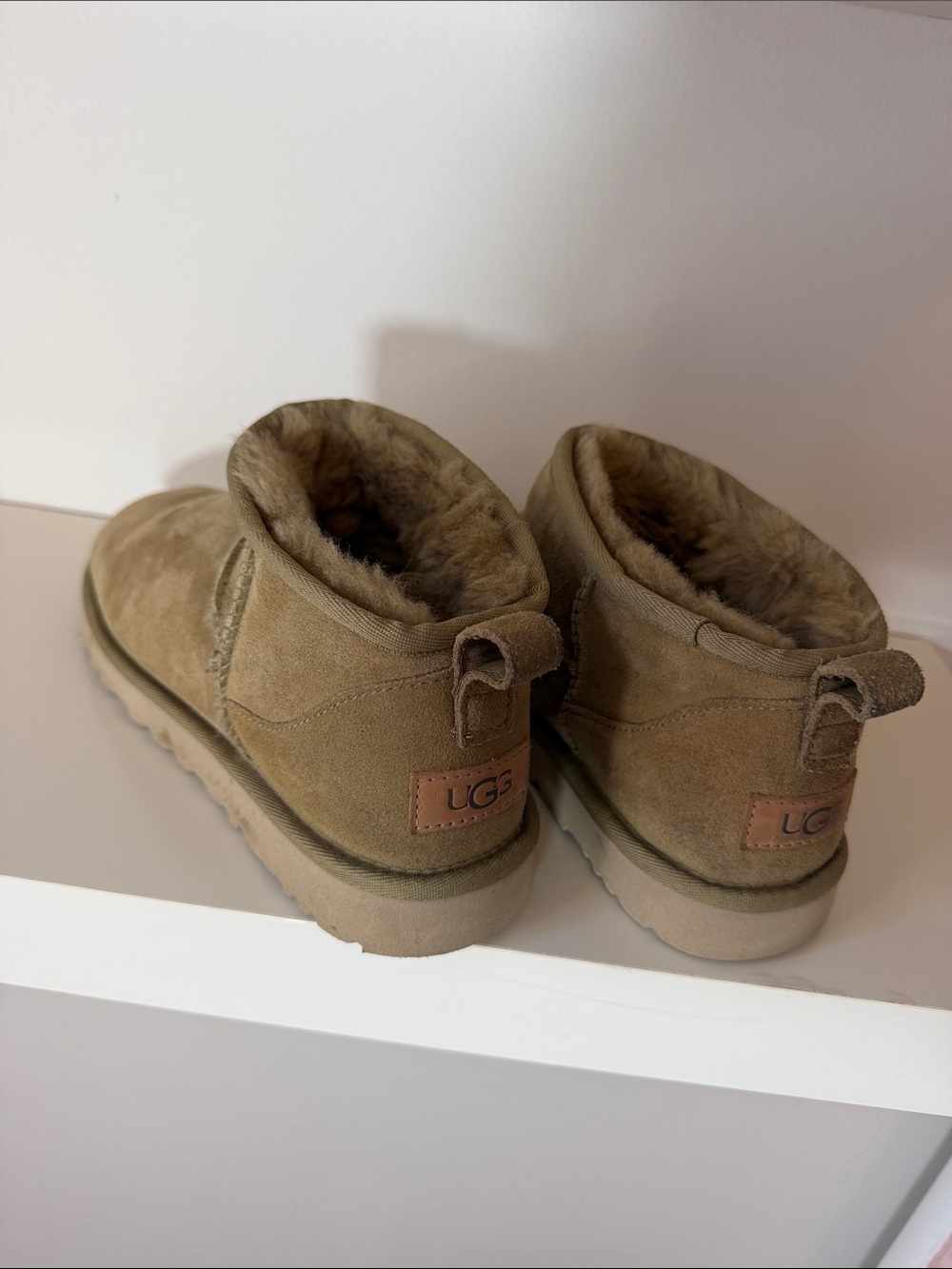 UGG Chestnut Suede Shearling Cuff Slip-On Boots